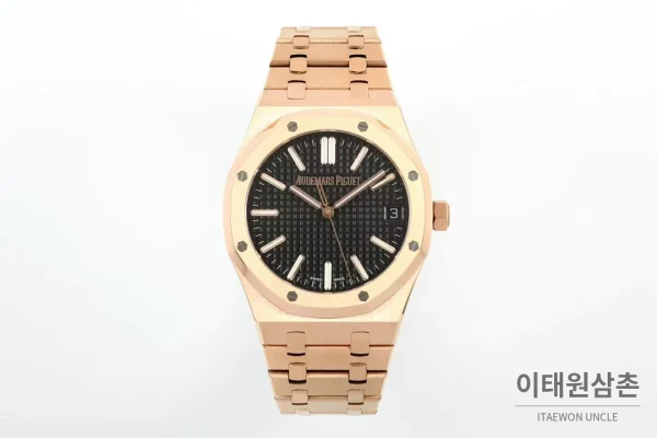 오데마피게 로열오크 50주년 로즈골드베젤 블랙다이얼 오토매틱 41mm 오데마피게 로열오크 50주년 로즈골드베젤 블랙다이얼 오토매틱 41mm