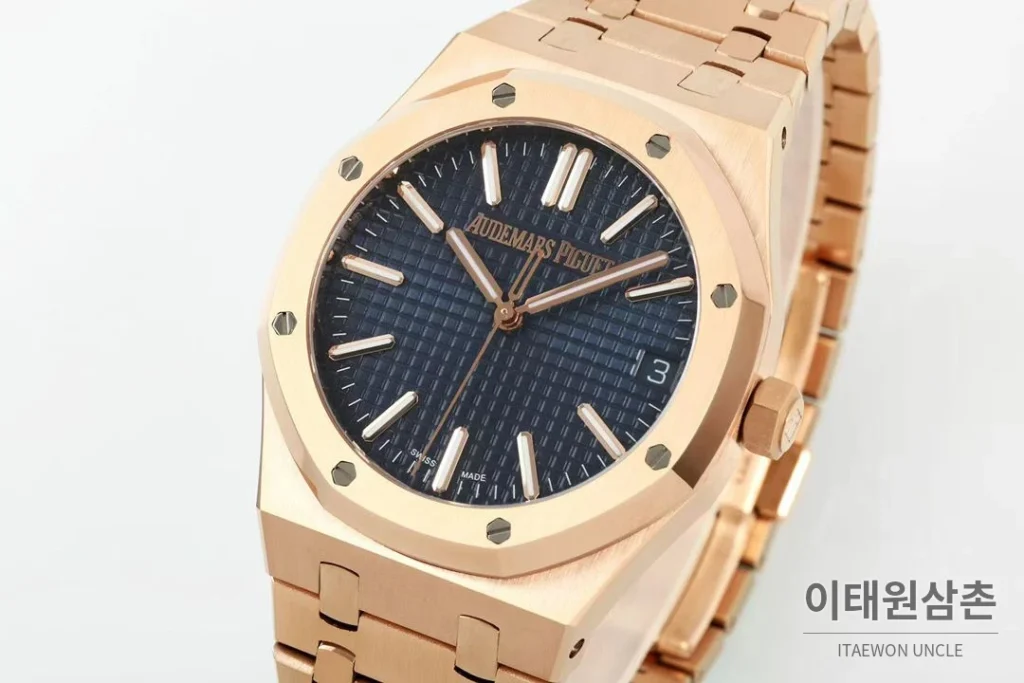 오데마피게 로열오크 50주년 로즈골드베젤 네이비다이얼 오토매틱 41mm