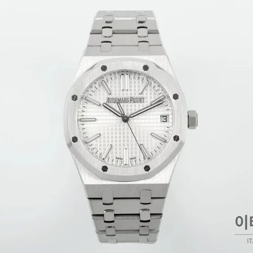 오데마피게 로열오크 50주년 실버베젤 화이트다이얼 오토매틱 41mm 오데마피게 로열오크 50주년 실버베젤 화이트다이얼 오토매틱 41mm