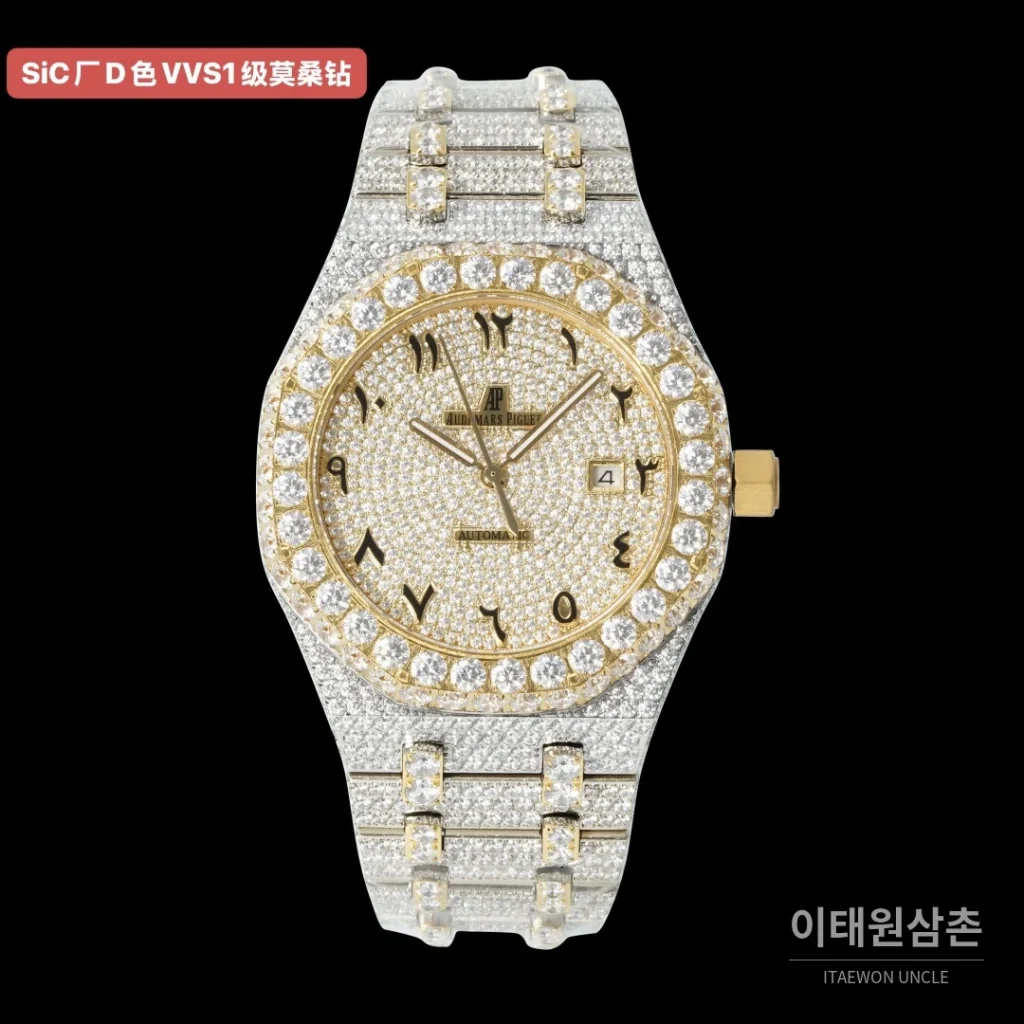 오데마피게 로열오크 오토매틱 샴페인 다이얼 투톤 브레이슬릿 골드 베젤 (2)