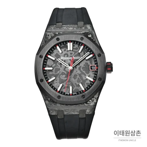 오데마피게 로열오크 오토매틱 41mm 그레이 다이얼 블랙 러버 스트랩 블랙 베젤