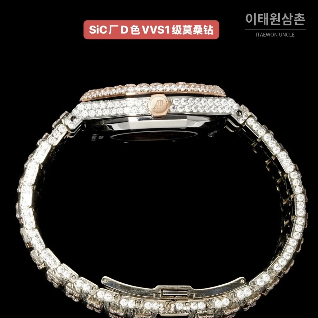 오데마피게 로열오크 오토매틱 블랙 다이얼 투톤 브레이슬릿 로즈골드 베젤