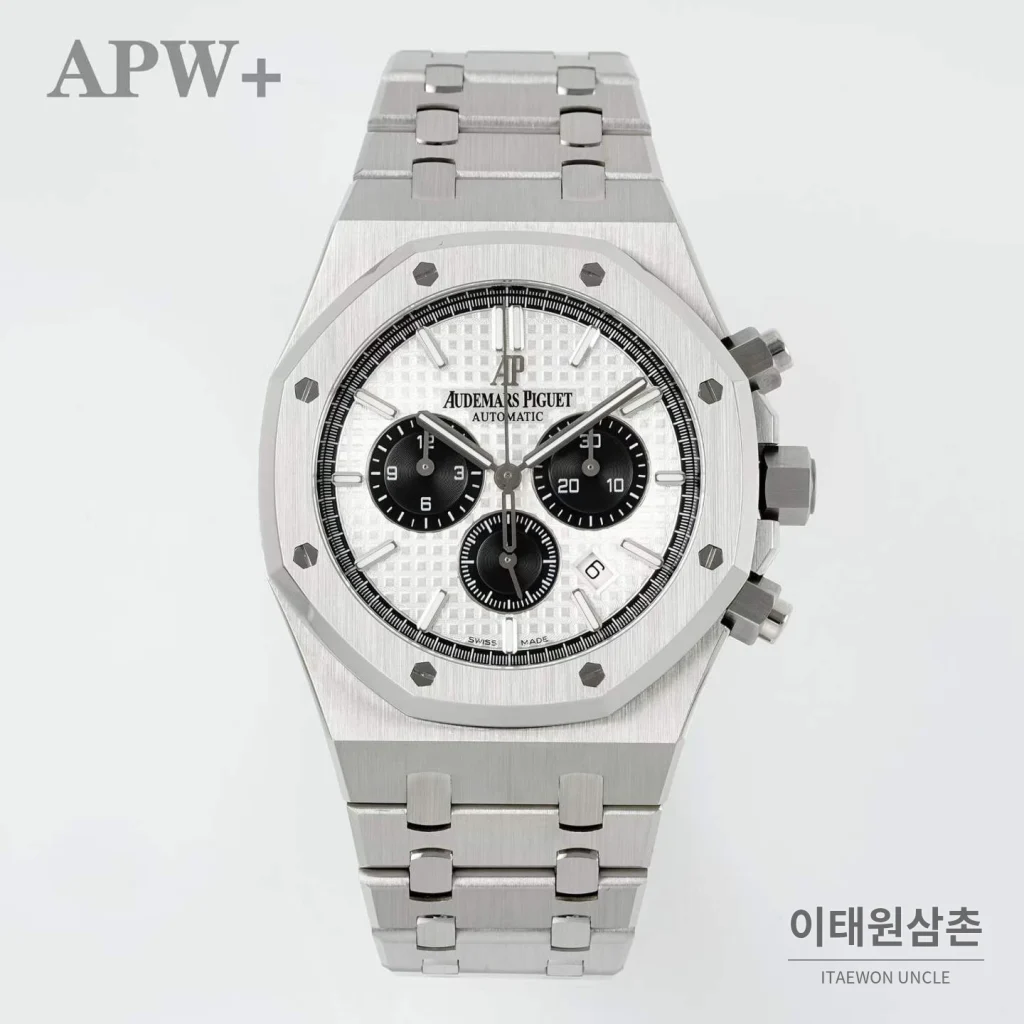 오데마피게 로열오크 크로노그래프 스틸 오토매틱 41mm 26331OR 화이트 다이얼 스틸 브레이슬릿