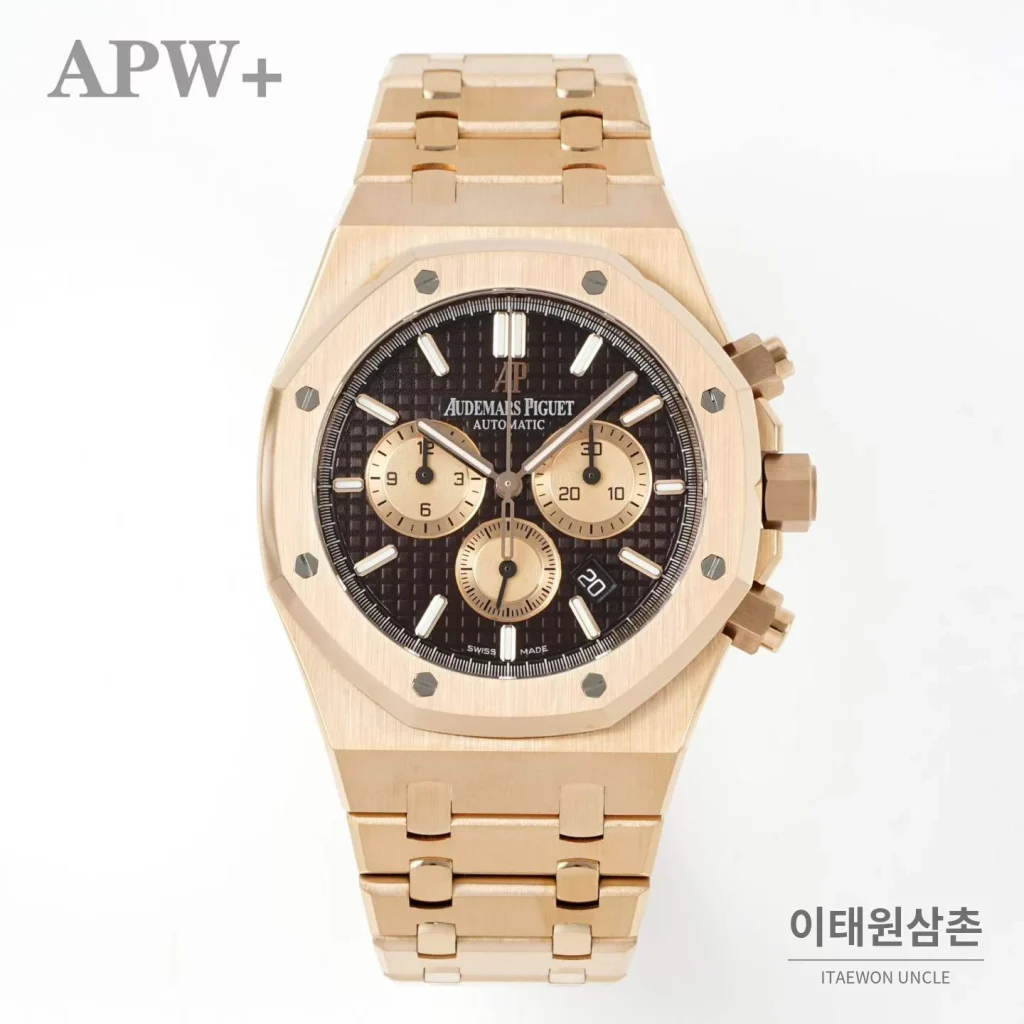 오데마피게 로열오크 크로노그래프 스틸 오토매틱 41mm 26331OR 블랙 다이얼 로즈골드 브레이슬릿