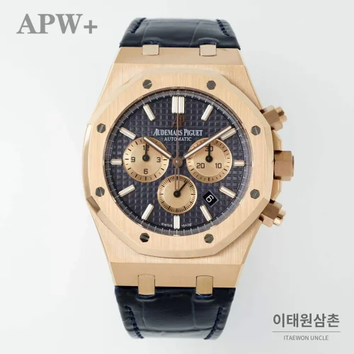 오데마피게 로열오크 크로노그래프 스틸 오토매틱 41mm 26331OR 네이비 다이얼 네이비 가죽 스트랩 로즈골드 베젤 오데마피게 로열오크 크로노그래프 스틸 오토매틱 41mm 26331OR 네이비 다이얼 네이비 가죽 스트랩 로즈골드 베젤