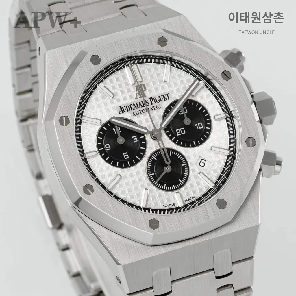 오데마피게 로열오크 크로노그래프 스틸 오토매틱 41mm 26331OR 화이트 다이얼 스틸 브레이슬릿