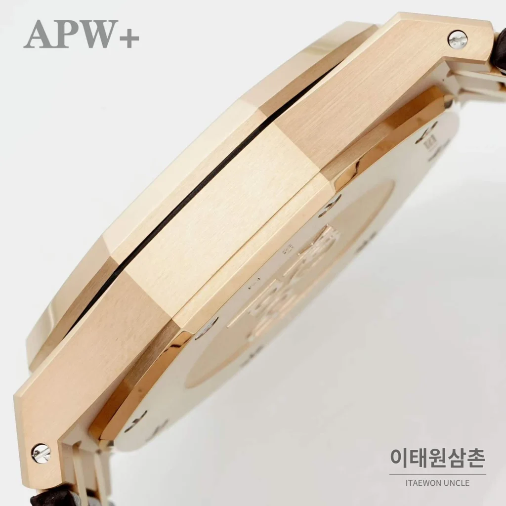 오데마피게 로열오크 크로노그래프 스틸 오토매틱 41mm 26331OR 블랙 다이얼 브라운 가죽 스트랩 로즈골드 베젤