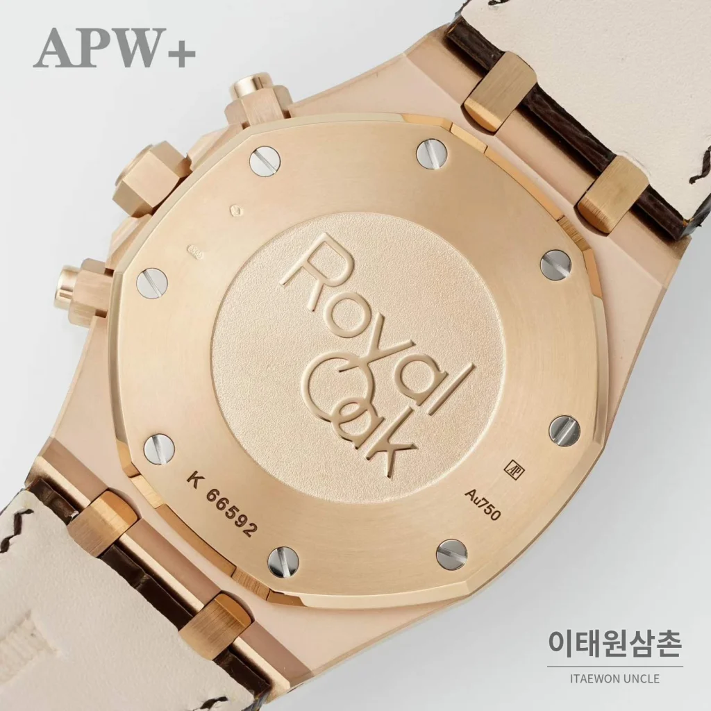 오데마피게 로열오크 크로노그래프 스틸 오토매틱 41mm 26331OR 블랙 다이얼 브라운 가죽 스트랩 로즈골드 베젤