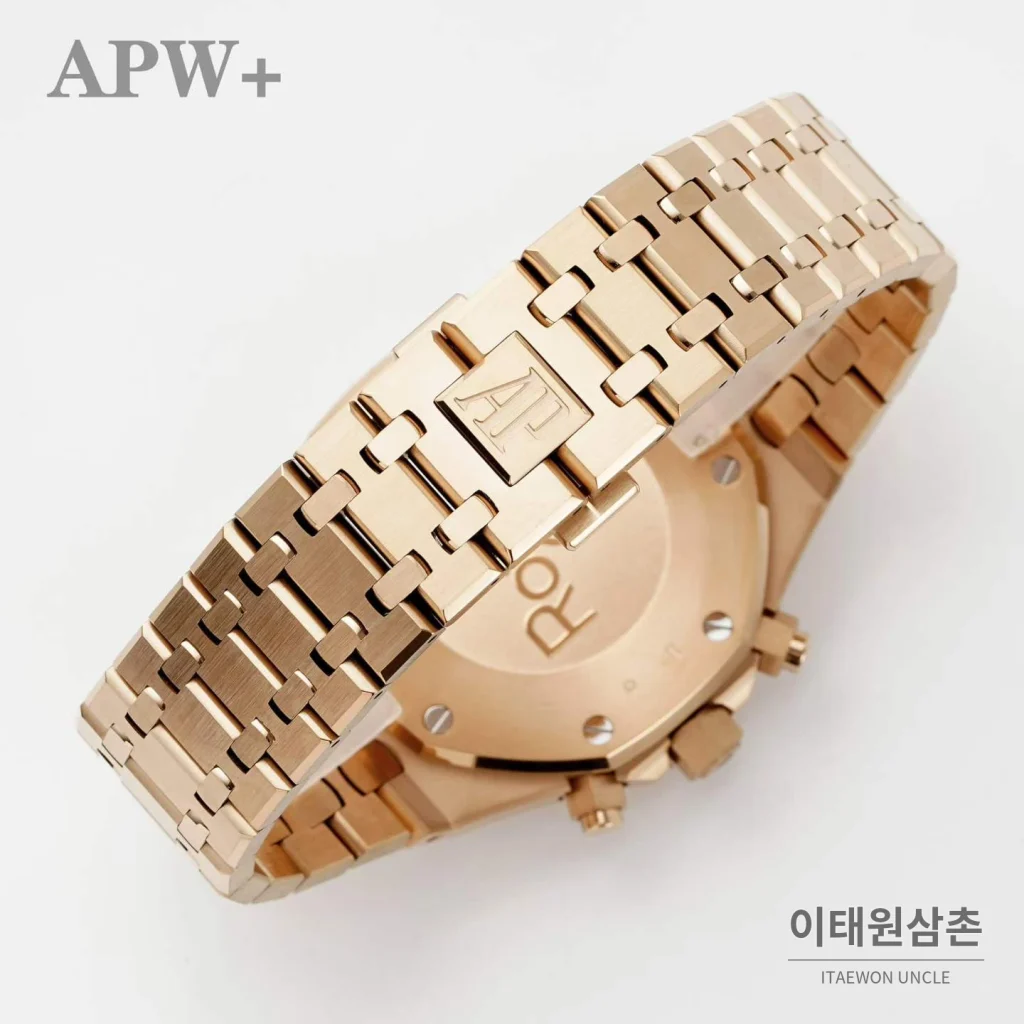오데마피게 로열오크 크로노그래프 스틸 오토매틱 41mm 26331OR 블랙 다이얼 로즈골드 브레이슬릿