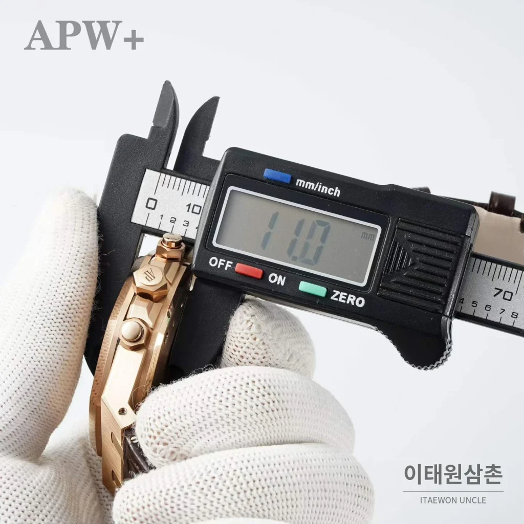 오데마피게 로열오크 크로노그래프 스틸 오토매틱 41mm 26331OR 블랙 다이얼 브라운 가죽 스트랩 로즈골드 베젤