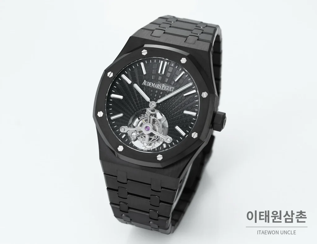 오데마피게 로열오크 에볼루티브 다이얼 투르비용 오토매틱 41mm 세라믹 브레이슬릿