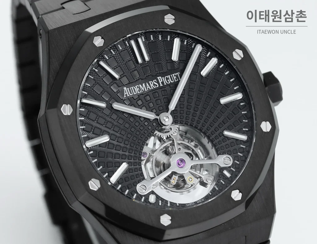 오데마피게 로열오크 에볼루티브 다이얼 투르비용 오토매틱 41mm 세라믹 브레이슬릿