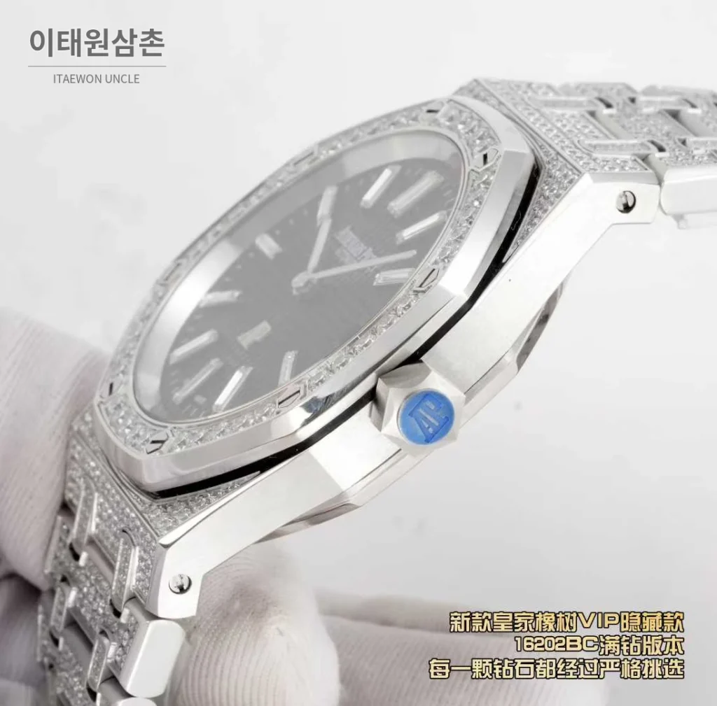 오데마피게 로열오크 풀다이아 화이트골드 스켈레톤 오토매틱 39mm 실버 스틸 브레이슬릿 (3)