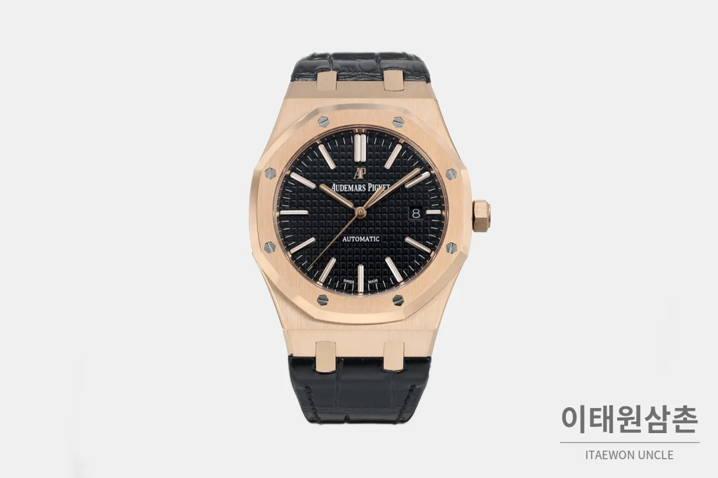 오데마피게 로열오크 골드베젤 블랙다이얼 기계식 37mm