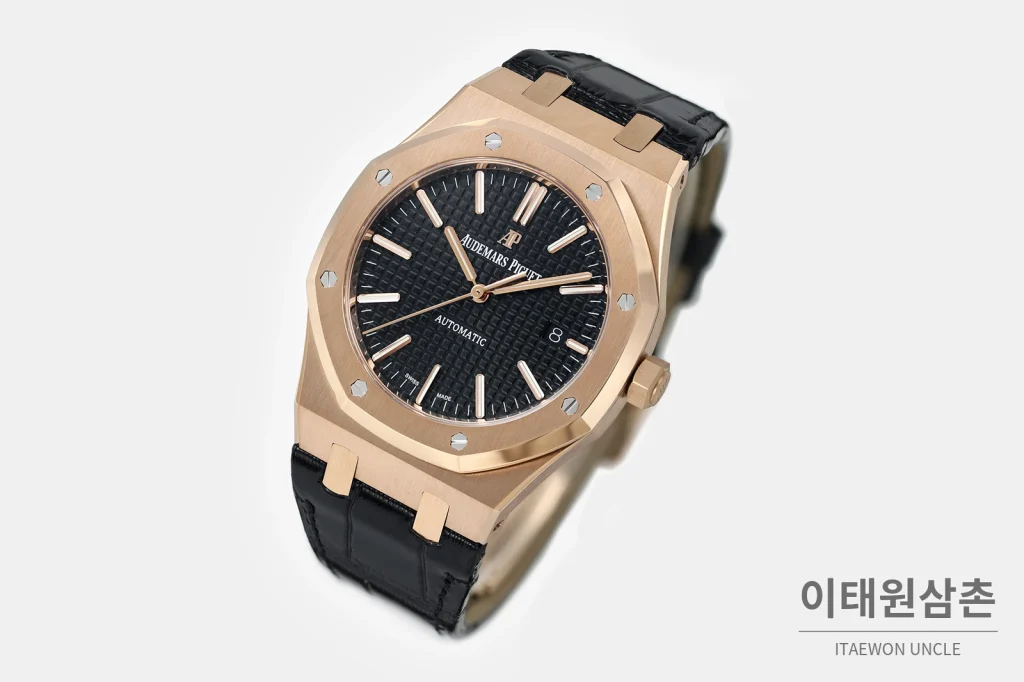 오데마피게 로열오크 골드베젤 블랙다이얼 기계식 37mm