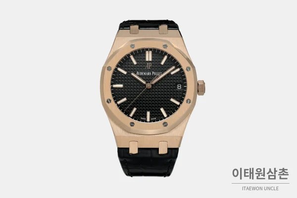 오데마피게 로열오크 골드베젤 블랙다이얼 러버밴드 기계식 41mm