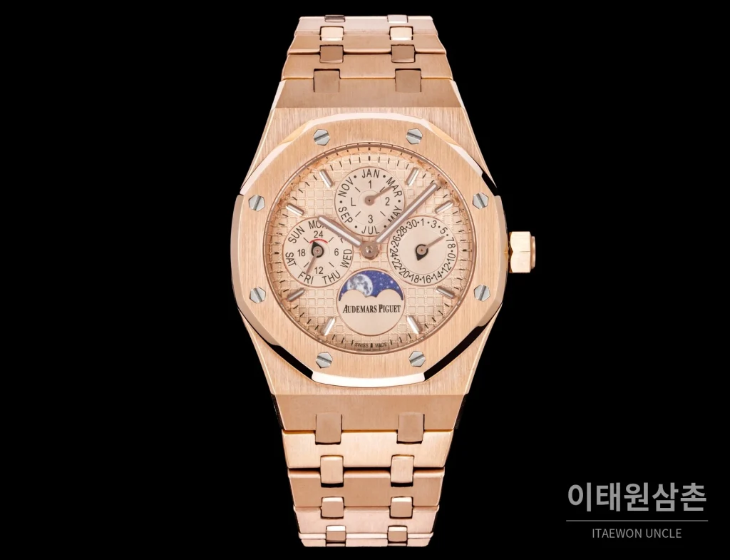오데마피게 로열오크 골드베젤 골드다이얼 퍼페추얼 캘린더 38mm