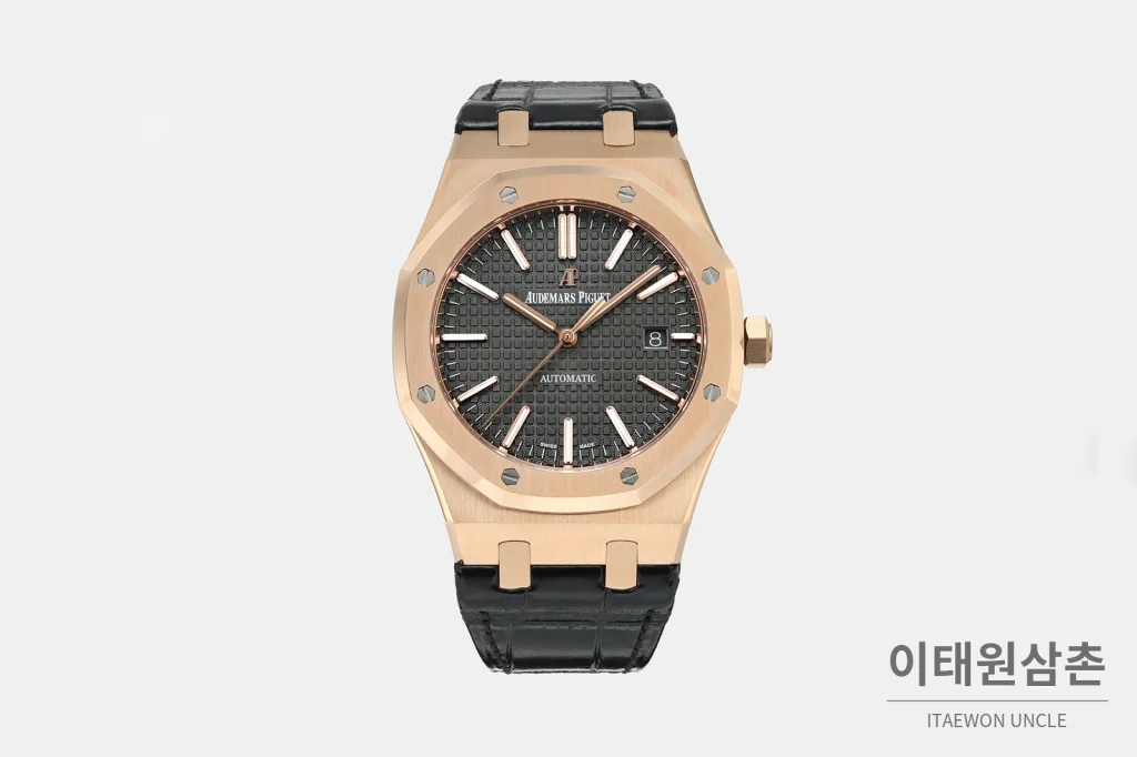 오데마피게 로열오크 골드베젤 그레이다이얼 기계식 37mm