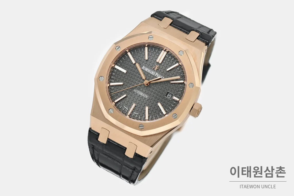 오데마피게 로열오크 골드베젤 그레이다이얼 기계식 37mm