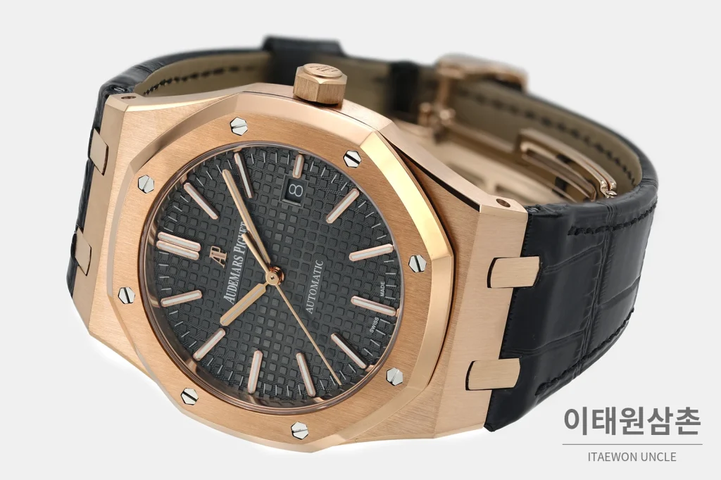오데마피게 로열오크 골드베젤 그레이다이얼 기계식 37mm