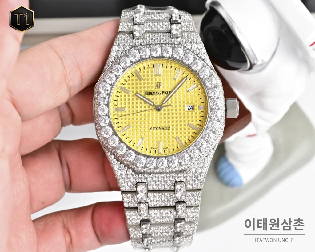 오데마피게 로열오크 모아사나이트 파베세팅 오토매틱 41mm 실버