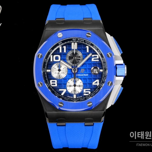 오데마피게 로열오크 오프쇼어 블루세라믹 블루다이얼 크로노그래프 오토매틱 44mm