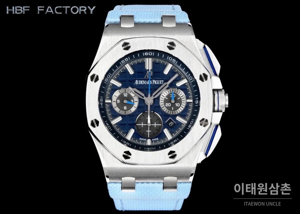오데마피게 로열오크 오프쇼어 세라믹베젤 크로노그래프 오토매틱 44mm 네이비 다이얼 (2)