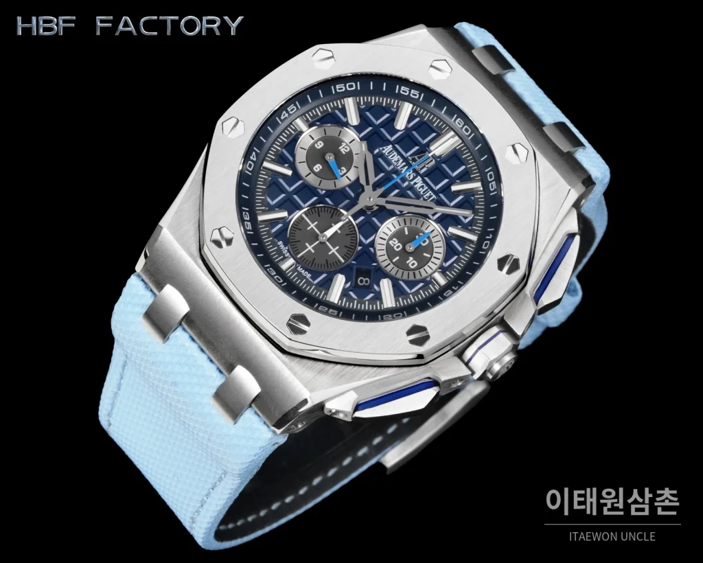 오데마피게 로열오크 오프쇼어 세라믹베젤 크로노그래프 오토매틱 44mm 네이비 다이얼
