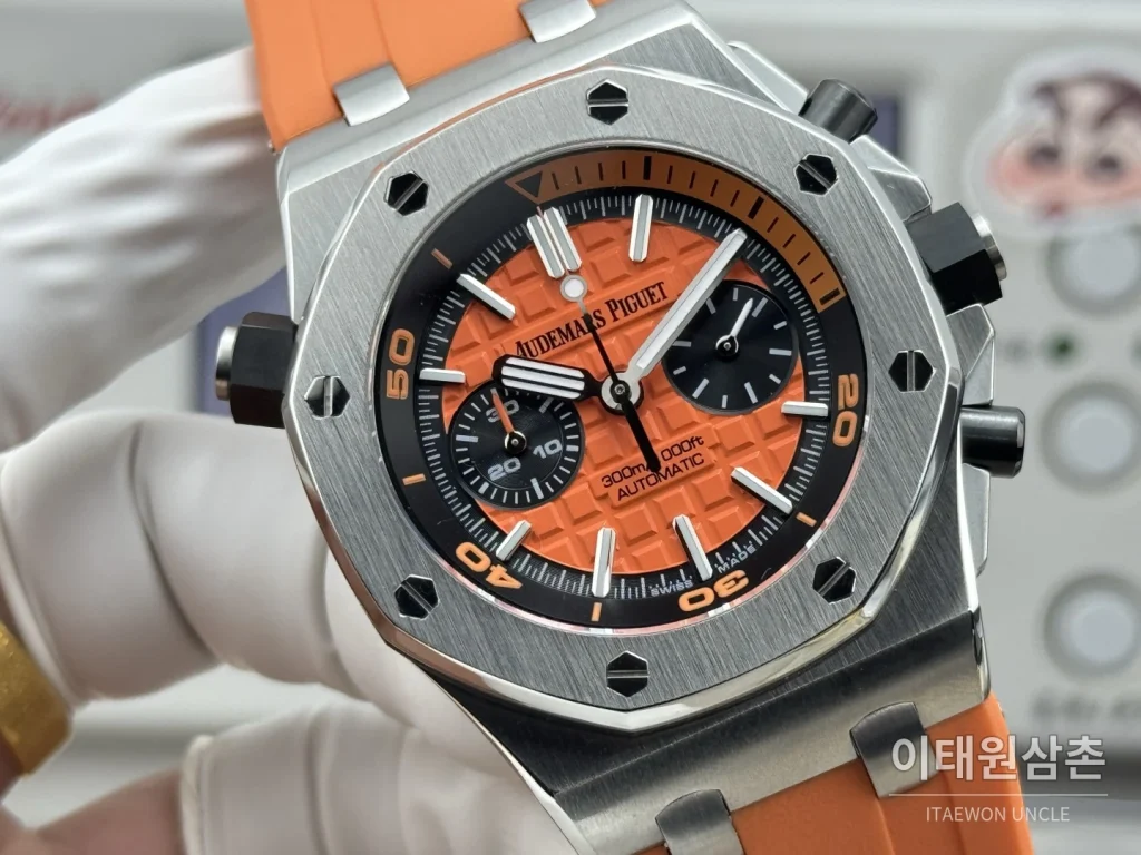 오데마피게 로열오크 오프쇼어 듀얼카운터 크로노그래프 오토매틱 42mm 26703 오렌지 다이얼