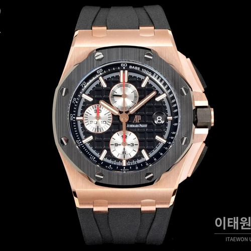 오데마피게 로열오크 오프쇼어 로즈골드 블랙판다 크로노그래프 오토매틱 44mm