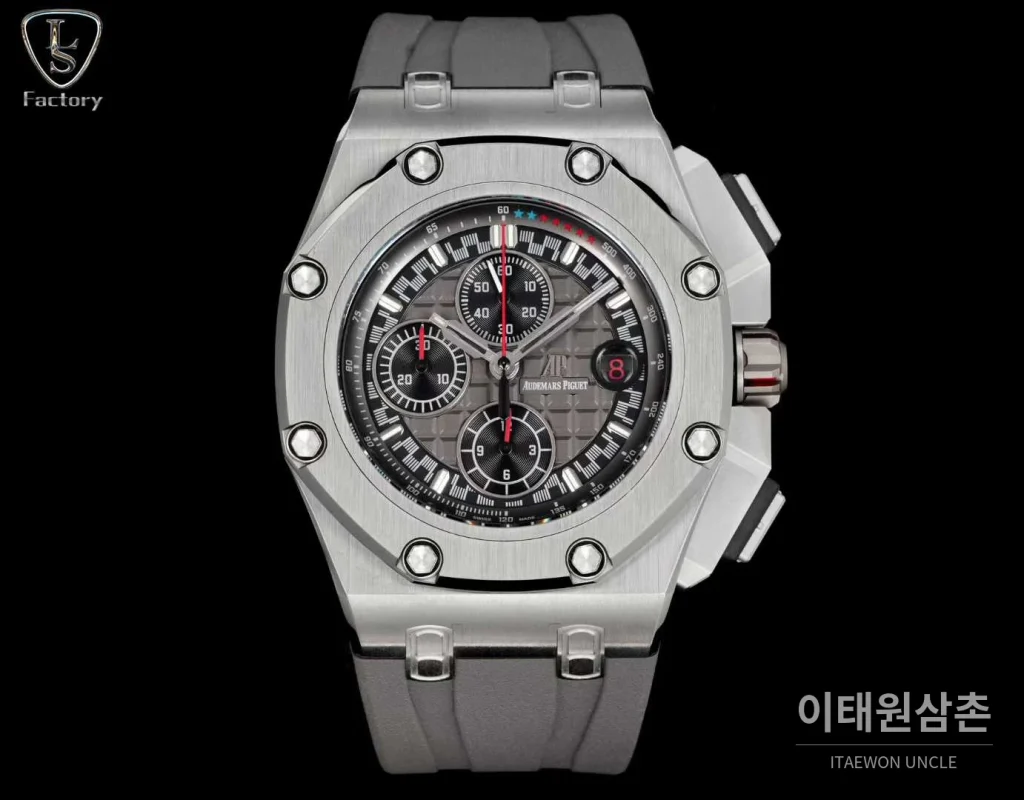 오데마피게 로열오크 오프쇼어 슈마허 에디션 스틸 크로노그래프 러버밴드 오토매틱 44mm 블랙 (2)