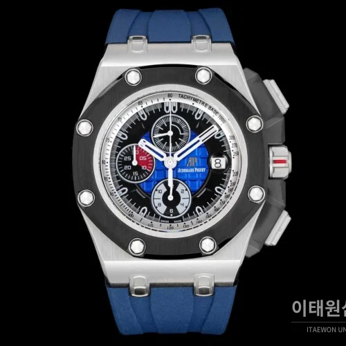 오데마피게 로열오크 오프쇼어 슈마허 에디션 스틸 크로노그래프 러버밴드 오토매틱 44mm 블랙 블랙 베젤
