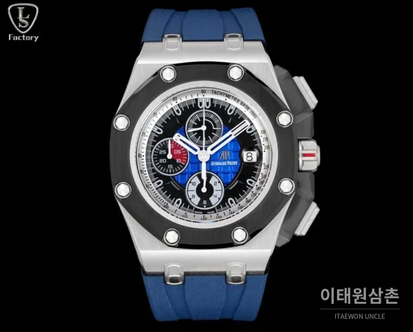 오데마피게 로열오크 오프쇼어 슈마허 에디션 스틸 크로노그래프 러버밴드 오토매틱 44mm 블랙 블랙 베젤
