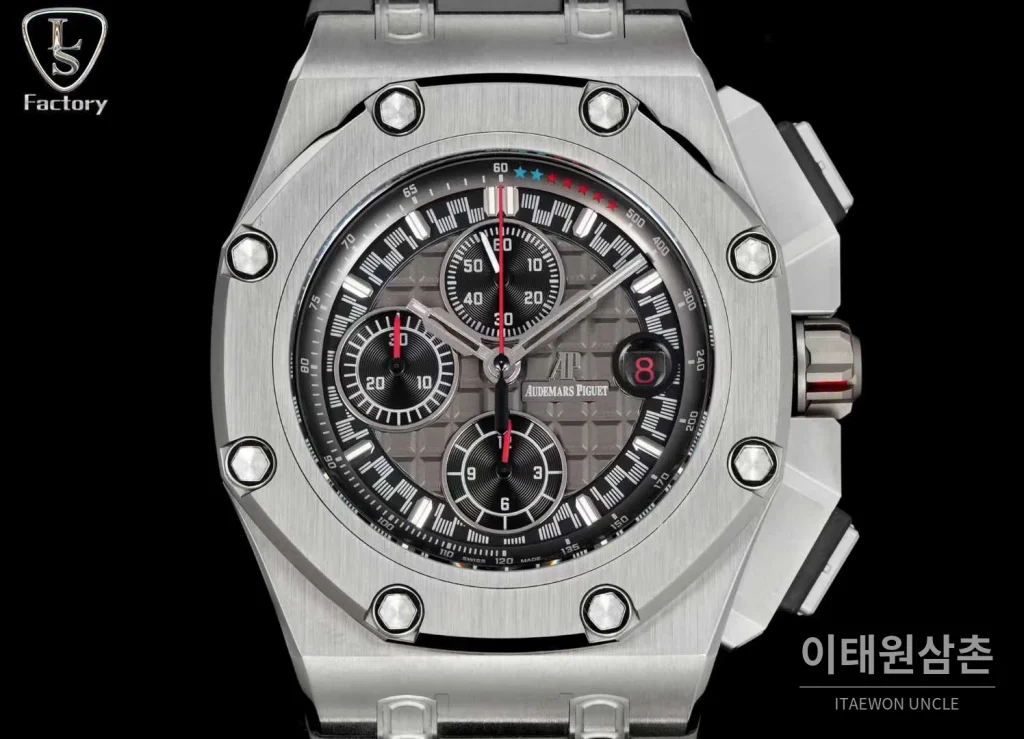 오데마피게 로열오크 오프쇼어 슈마허 에디션 스틸 크로노그래프 러버밴드 오토매틱 44mm 블랙 (2)