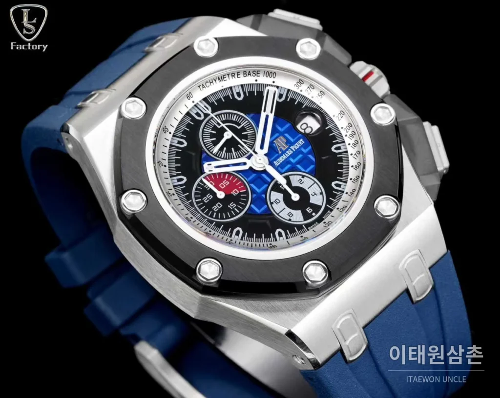 오데마피게 로열오크 오프쇼어 슈마허 에디션 스틸 크로노그래프 러버밴드 오토매틱 44mm 블랙 블랙 베젤