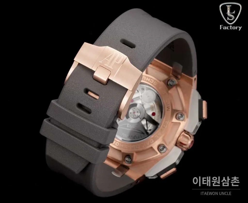 오데마피게 로열오크 오프쇼어 슈마허 에디션 스틸 크로노그래프 러버밴드 오토매틱 44mm 블랙 실버 베젤