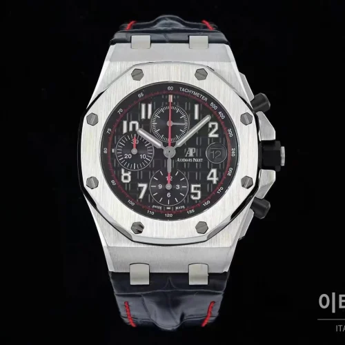 오데마피게 로열오크오프쇼어 스틸 블루다이얼 크로노그래프 오토매틱 42mm 블랙 러버 스트랩