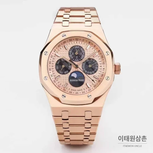 오데마피게 로열오크 퍼페추얼 캘린더 문페이즈 오토매틱 41mm 블루 / 블랙 로즈골드 브레이슬릿 (2)