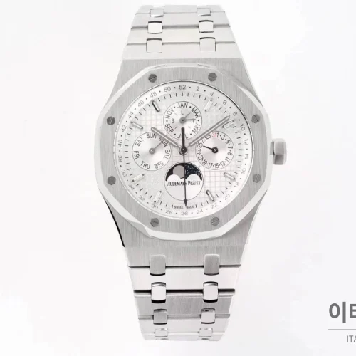 오데마피게 로열오크 퍼페추얼 캘린더 문페이즈 오토매틱 41mm 블루 / 블랙 스틸 브레이슬릿