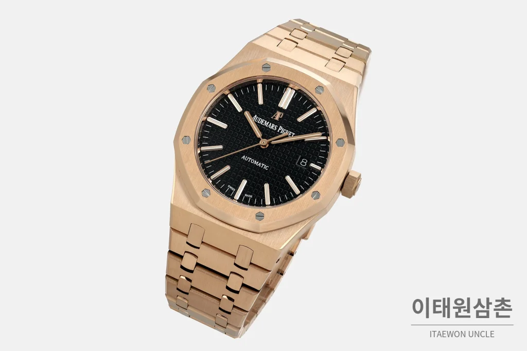 오데마피게 로열오크 로즈골드베젤 블랙다이얼 기계식 37mm