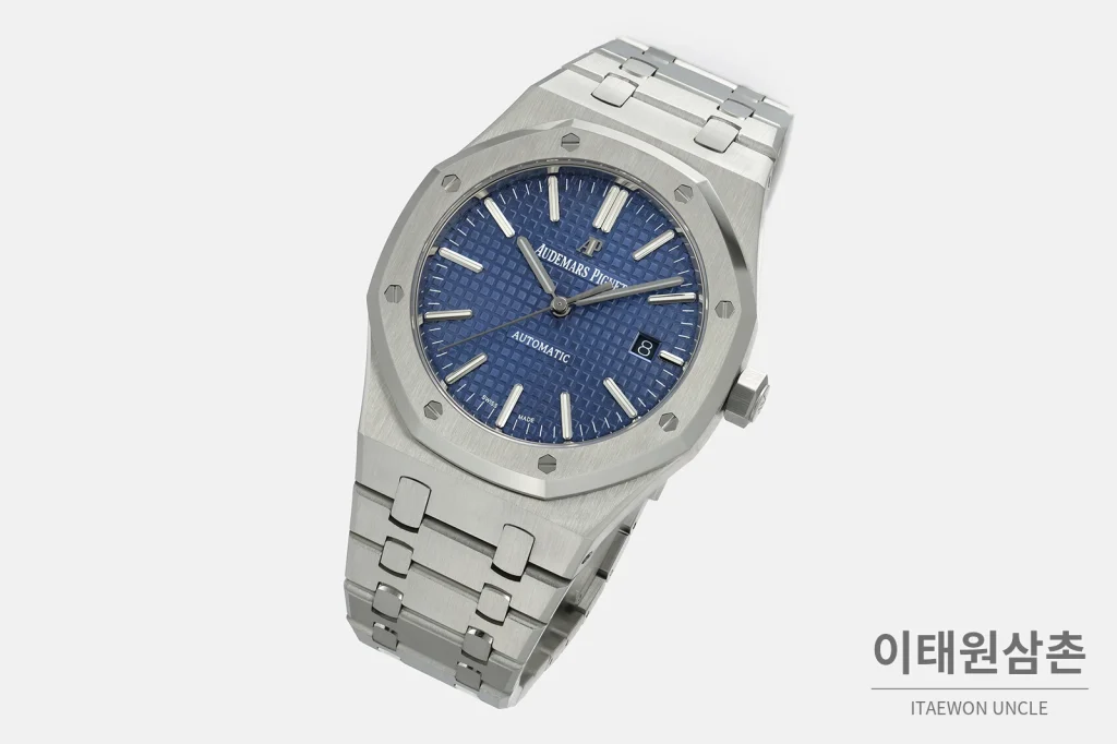오데마피게 로열오크 실버베젤 네이비다이얼 기계식 37mm