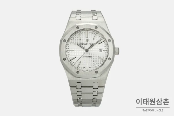 오데마피게 로열오크 실버베젤 화이트다이얼 기계식 37mm
