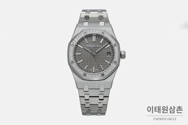 오데마피게 로열오크 실버 다이아베젤 그레이다이얼 오토매틱 37mm