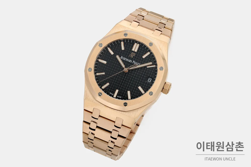 오데마피게 로열오크 스틸 블랙다이얼 브레이슬릿 자동시계 41mm