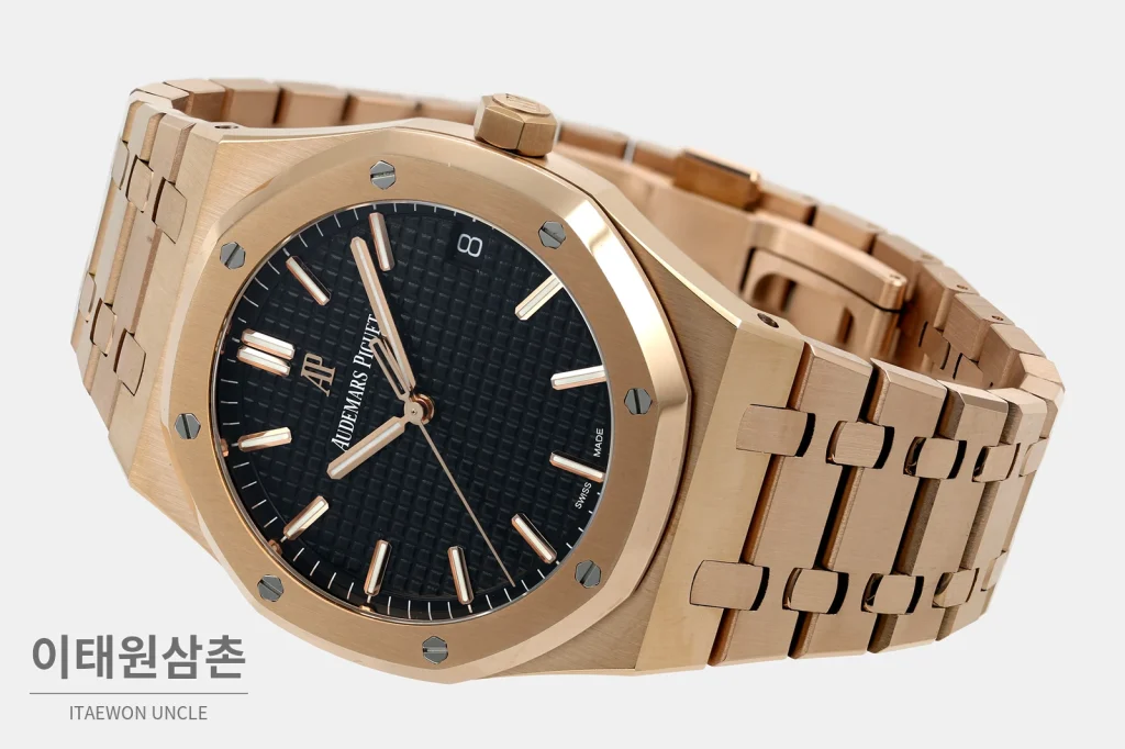 오데마피게 로열오크 스틸 블랙다이얼 브레이슬릿 자동시계 41mm
