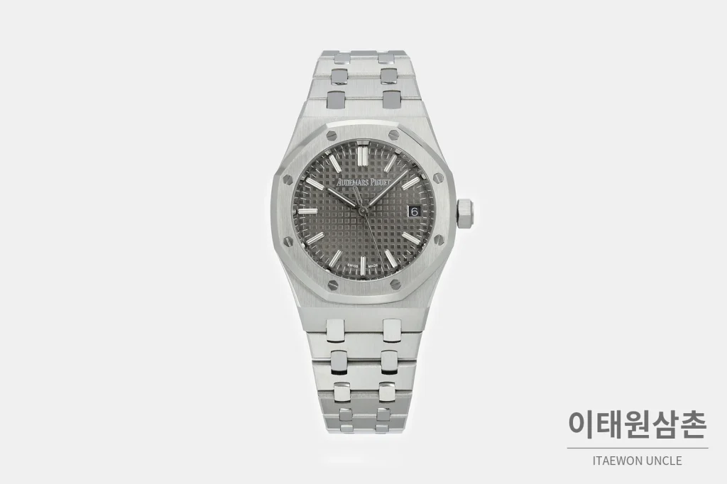 오데마피게 로열오크 스틸 그레이다이얼 브레이슬릿 기계식 37mm