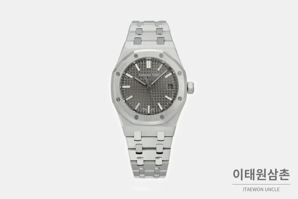 오데마피게 로열오크 스틸 그레이다이얼 브레이슬릿 기계식 37mm