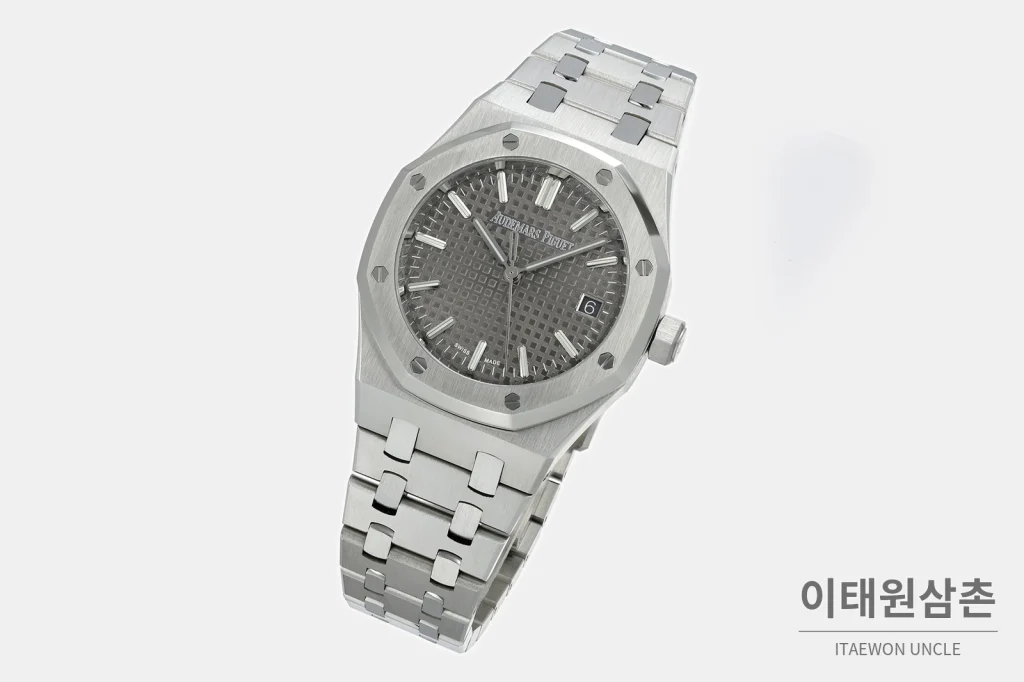 오데마피게 로열오크 스틸 그레이다이얼 브레이슬릿 기계식 37mm