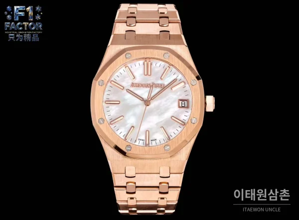 오데마피게 로열오크 스틸 자개다이얼 오토매틱 41mm 15510 로즈골드 브레이슬릿