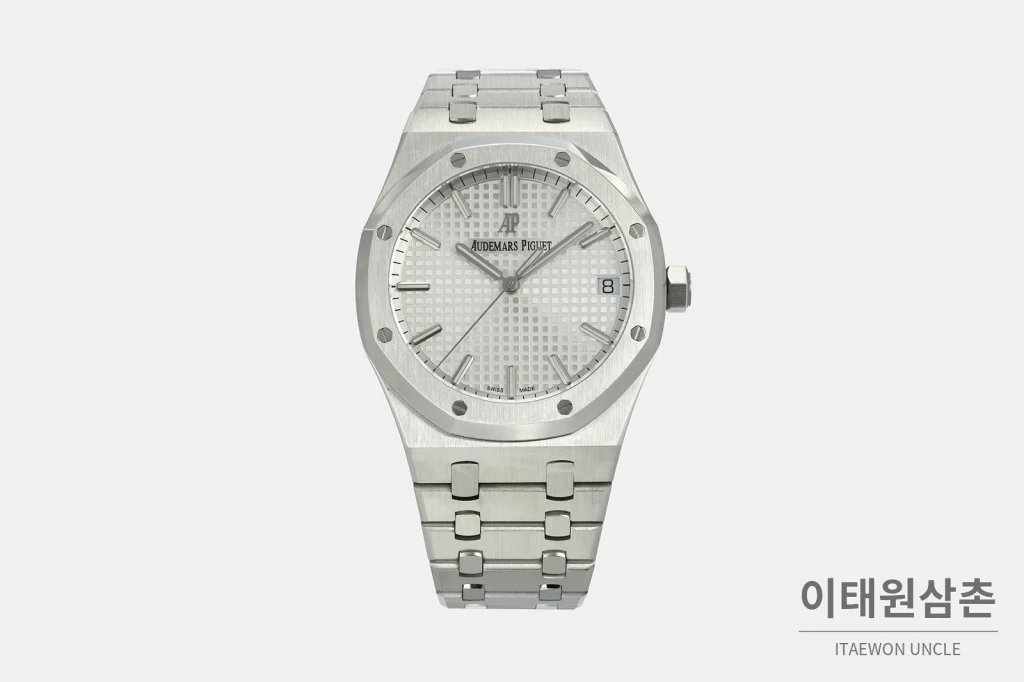 오데마피게 로열오크 스틸 화이트다이얼 일체형 기계식 41mm